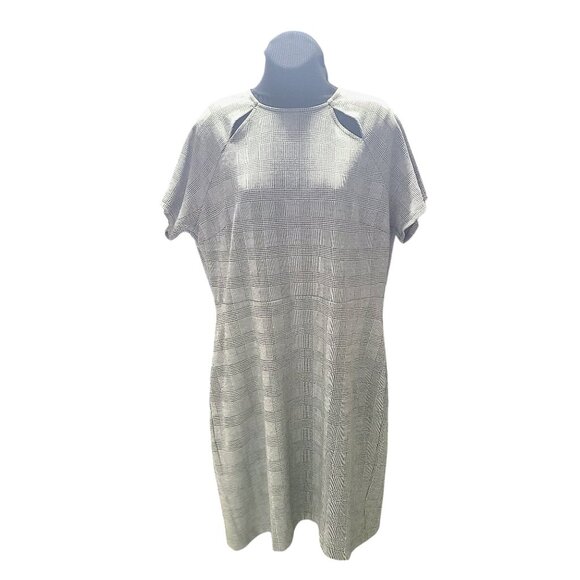 Express Gray Houndstooth Plaid Sheath Office Classic Business Dress Size XL - Picture 13 of 14